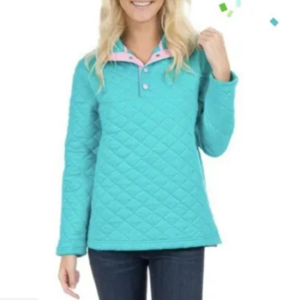Lauren James Lawson Quilted Pullover Color Estate Blue Women’s Size Large